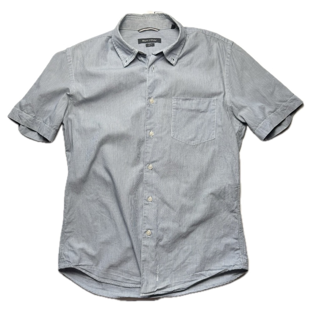 Marc O’Polo Men's Light Blue Casual Button-Down Shirt Short Sleeve Cotton